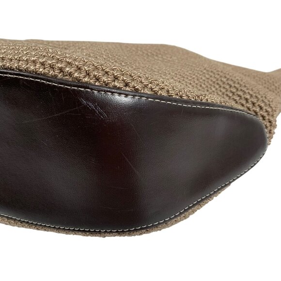 Beautiful The SAK Brown Nylon Crochet Slouchy Shoulder Bag Leather Strap/Trim - Picture 8 of 16